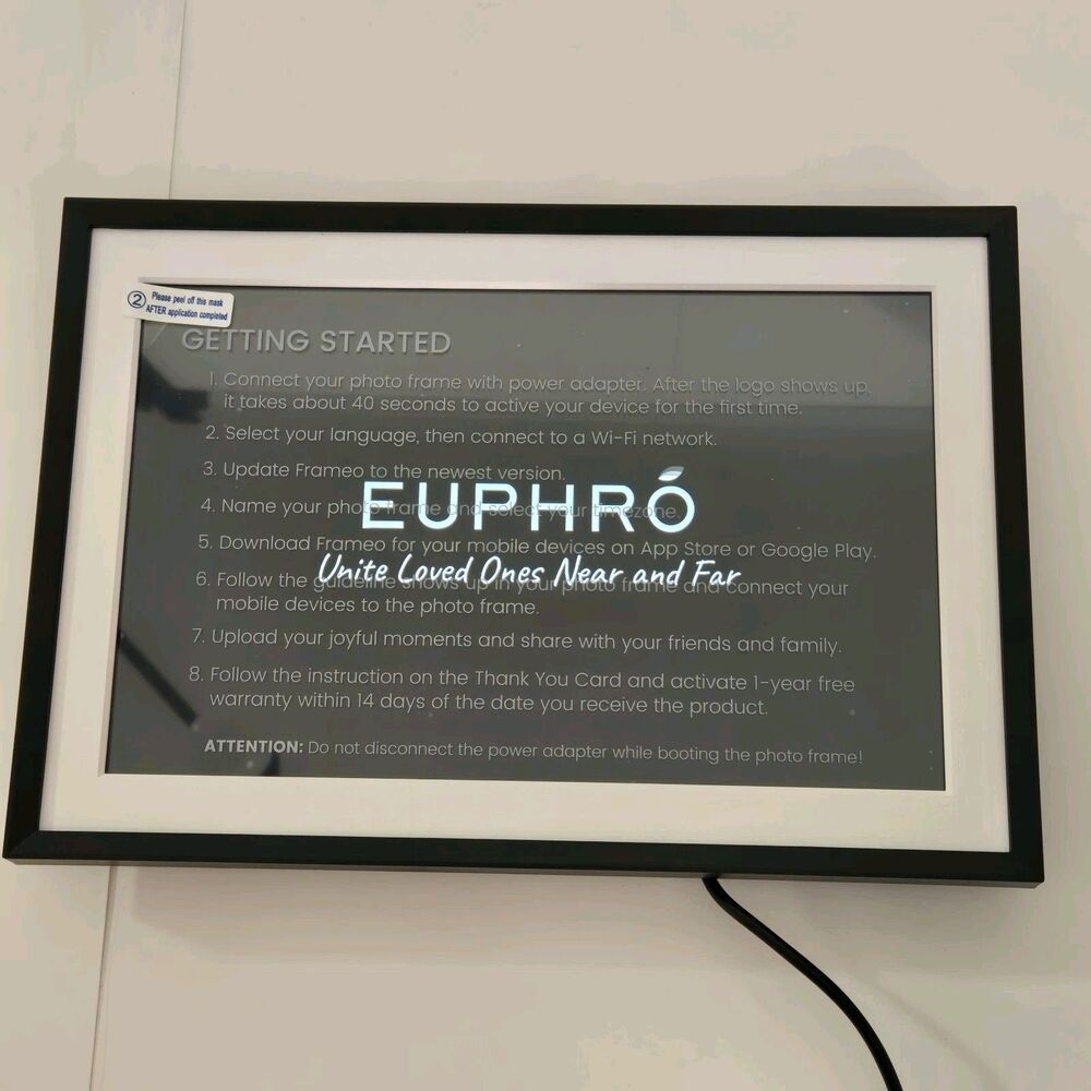 ​Euphro Canvas 10.1" Smart WiFi Digital Photo Frame 32GB Touchscreen WF133 Black